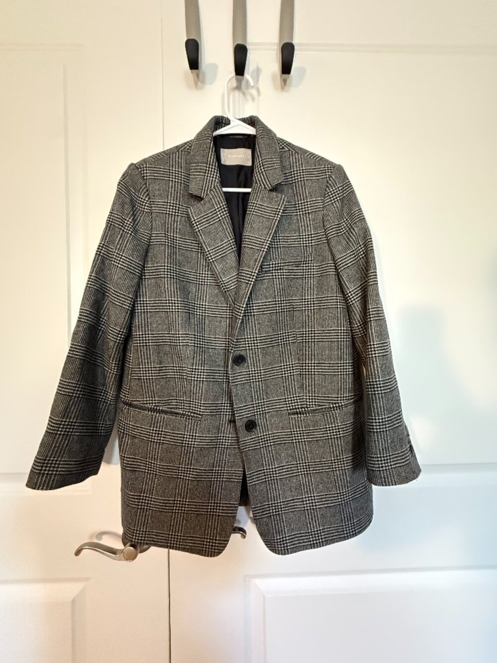Everlane Italian Wool Oversized Blazer in Glen Plaid Size 4